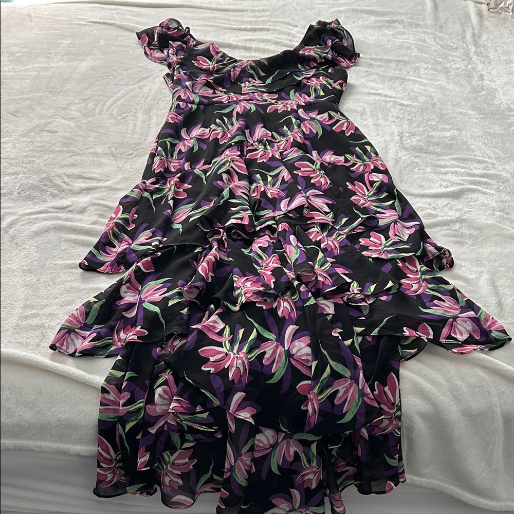 Wayf Black and Pink Floral Dress